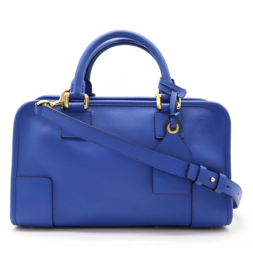 Loewe Amazona Anagram Handbag Boston Shoulder Bag Leather Blue